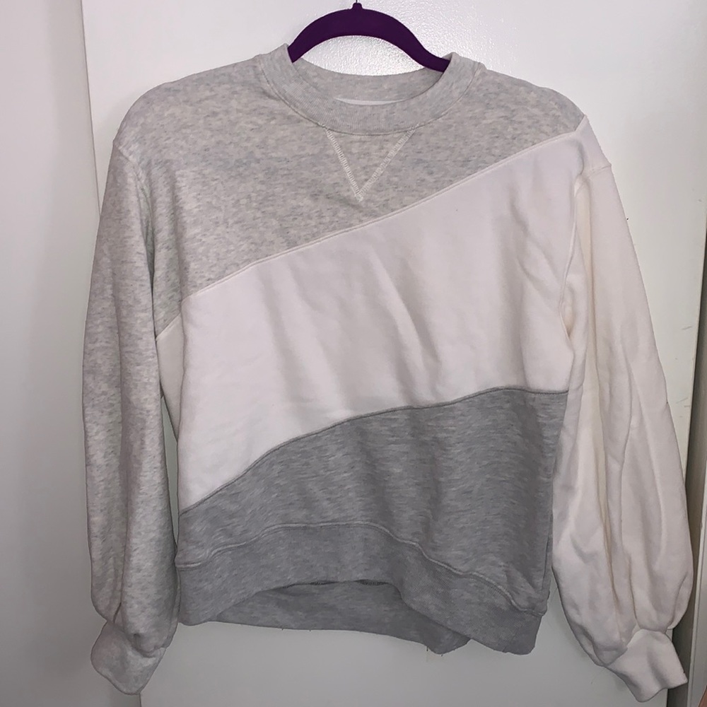 Abercrombie & Fitch Color block Crewneck, Gray & White, Size XS